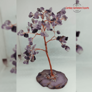 Purple Agate Stone Bonsai Tree
