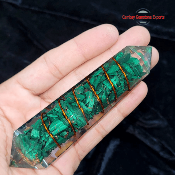 Green Mix Stone Orgonite Wand