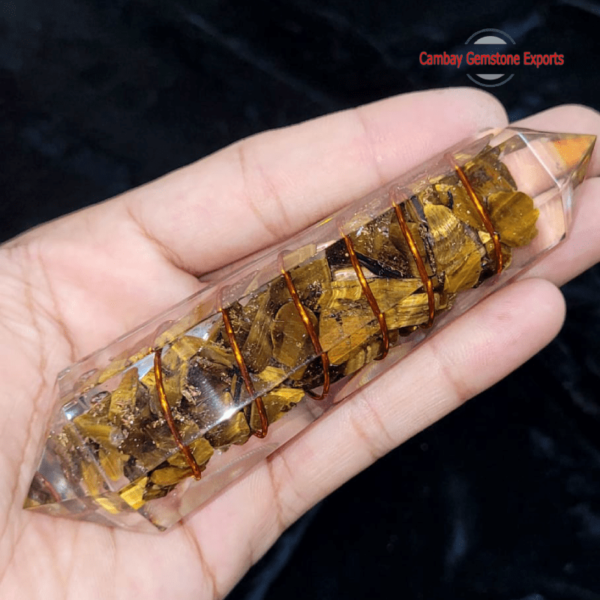 Tiger Eye Mix Stone Orgonite Wand