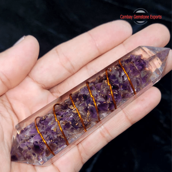 Orgone Amethyst Mix Stone Orgonite Wand