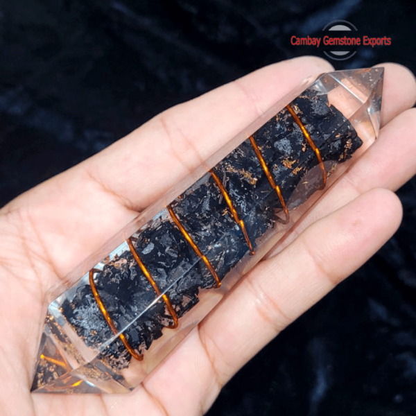 Black Tourmaline Stone Orgonite Wand