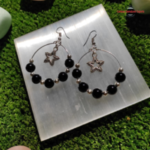 Gemstone Black Beads Earrings