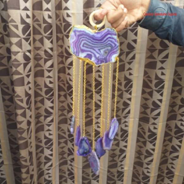 Purple Agate Slice Windchimes