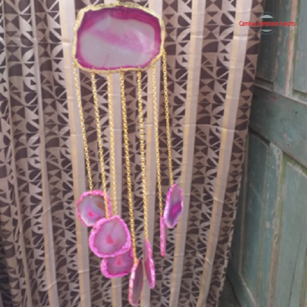 Pink Agate Slice Windchimes