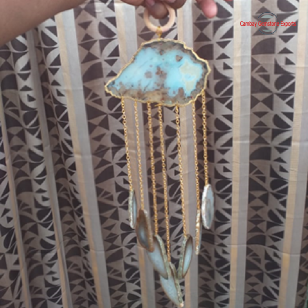 Blue Agate Slice Windchimes