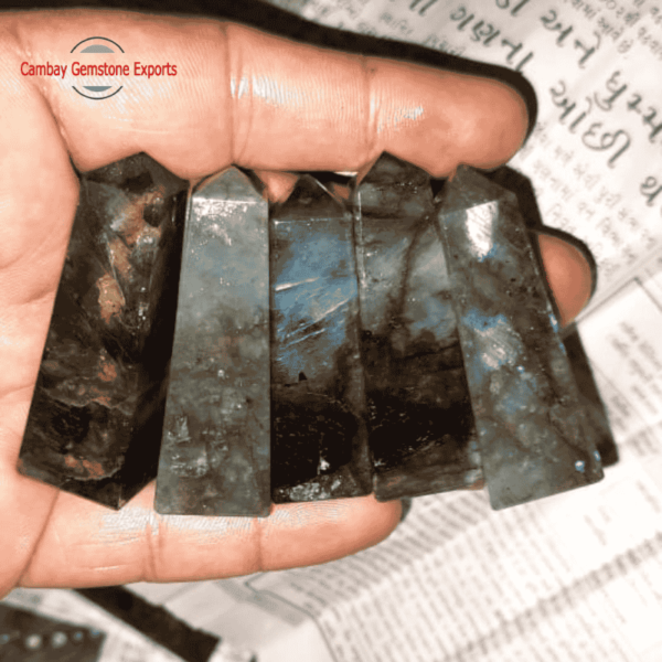 Black Labradorite 2" Obelisk Tower