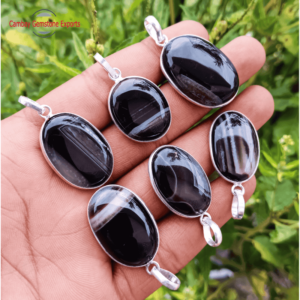 Black Agate Cabochons Pendants