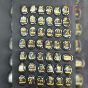 Black Agate Symbol Word Signs – Pocket Stones
