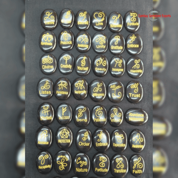 Black Agate Symbol Word Signs – Pocket Stones