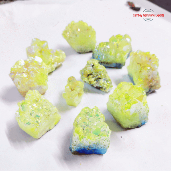 Yellow Aura Coated Stone Cluster