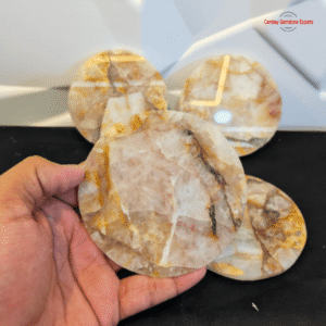 Yellow Quartz Coasters Resin Polish