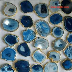 Natural Blue Agate Gemstone Loose Make A Pendant Gemstone Plates