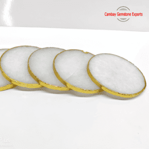 Natural White Agate Gemstone Round Shape Gemstone Plates