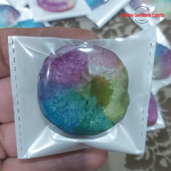 Natural Solar Agate Gemstone Slices Plates Loose Make a Pendant Slices