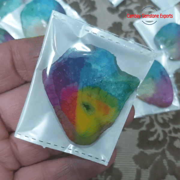 Natural Solar Agate Gemstone Slices Plates Loose Making For Pendant Slices