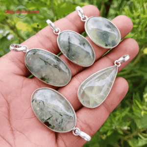 Raw Prehnite Cabochons Pendants