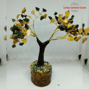 Yellow Green Agate Stone Bonsai Tree