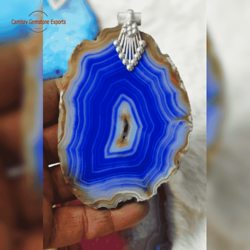 Blue Agate Slices Pendants