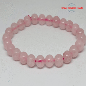 Natural Rose Quartz Gemstone Bracelet Handmade Polished Gemstone Bracelet