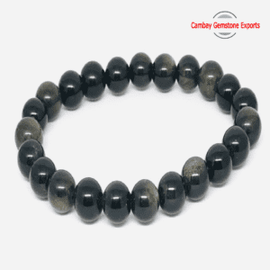 Natural Black Sunstone Gemstone Bracelet Dazzling Round Shape Gemstone Bracelet