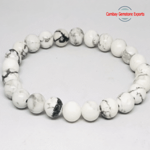 Natural White Howlite Gemstone Bracelet Beautiful Round Shape Bracelet