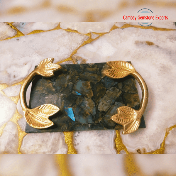 Natural Labradorite Blue Fire Stone Serving Trays Christmas Gift