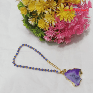 Natural Purple Agate Druzy Rough Prong Pendant Handmade Jewelry's Pendant