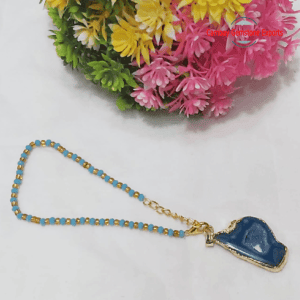 Unique Blue Agate Druzy Rough Prong Pendant Handmade Jewelry's Pendant
