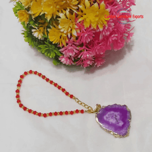 Unique Pink Agate Druzy Rough Prong Pendant With Chain Handmade Jewelry's Pendant