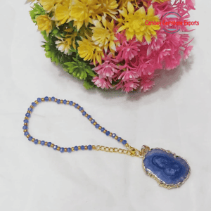 Natural Blue Agate Druzy Rough Prong Pendant Handmade Jewelry's Pendant