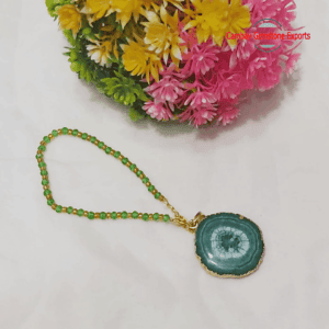 Natural Green Agate Druzy Rough Prong Pendant Handmade Jewelry's Pendant