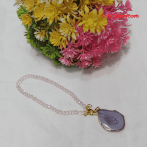 Natural Purple Agate Druzy Rough Prong Pendant Handmade Jewelry's Pendant