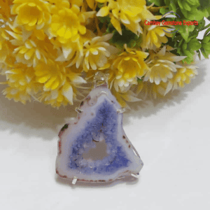 Natural Purple Agate Druzy Rough Prong Pendant Handmade Jewelry's Pendant