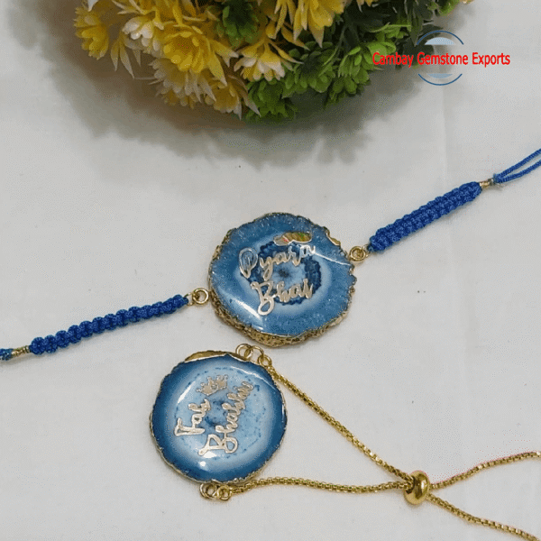 Natural Blue Solar Agate Gemstone Bracelet Unique Quality Gemstone Adjustable Bracelet Gift For Him