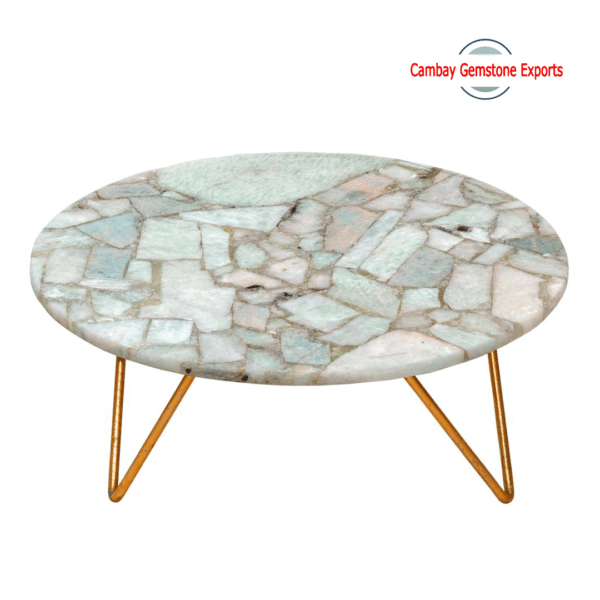 Natural Amazonite Gemstone Cake Stand Handmade Cake Cut Stand Gift For Him