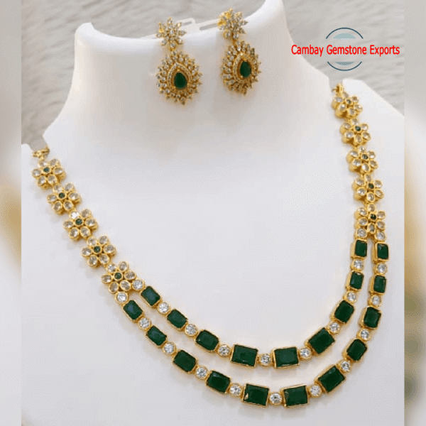 Unique Flower Gemstone Necklace Earring Set Fashion Jewelry's Set Quantity Available