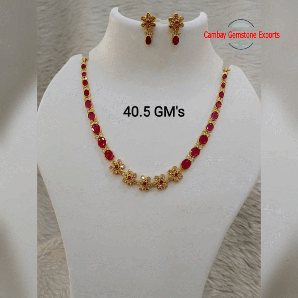 Wonderful Gemstone Flower Necklace and Earring Set Gift For Wedding