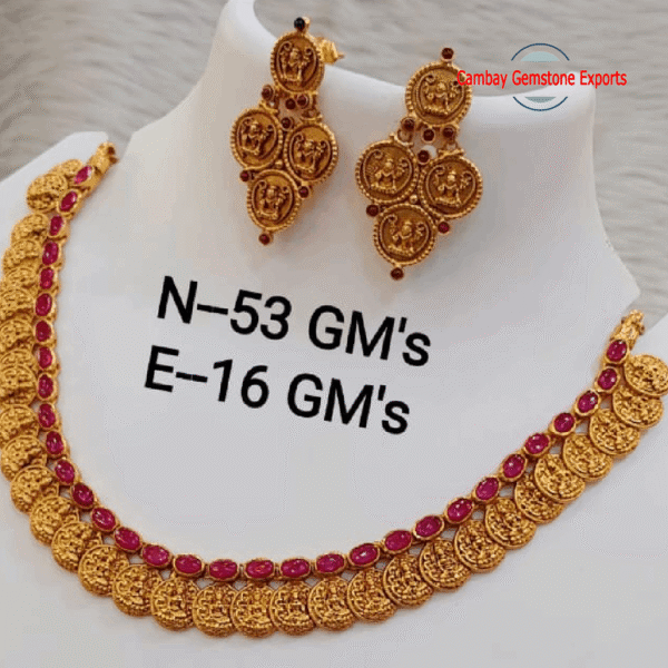 Beautiful Necklace Earring Set Amazing Gold Plated Gemstone Necklace Earring