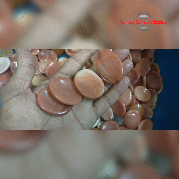 New-Project-2023-04-16T162339.137.png Natural Peach Moonstone Thumbstone Gemstone Handmade Jewelry's Gemstone Thumbstone