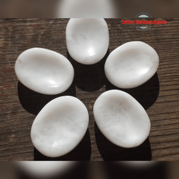 New-Project-2023-04-16T163719.672.png Natural White Jasper Thumbstone Gemstone Magnificent Oval Shape Thumbstone Gemstone
