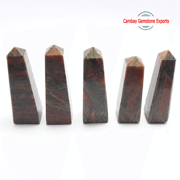 Natural Unakite Gemstone Obelisks Tower Handmade Polished Obelisks Tower