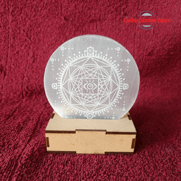 Natural Selenite Engraves Coasters Gemstone Healing For Energy