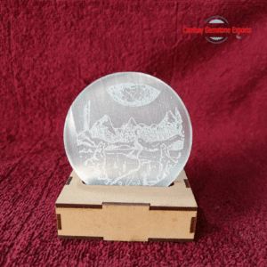 Natural Selenite Engraves Coasters Handmade Carving Gemstone