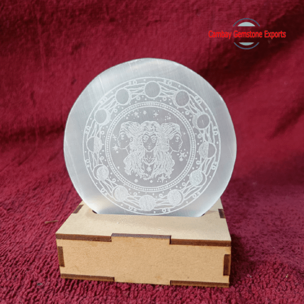 Beautiful Selenite Engraves Coasters Gemstone Healing For Energy