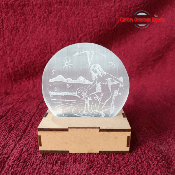 Dazzling Carving Selenite Engraves Coasters Gemstone Christmas Gift