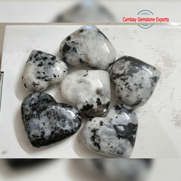 Natural Moonstone Blue Fire Heart Shape Gemstone Healing For Energy Gemstone