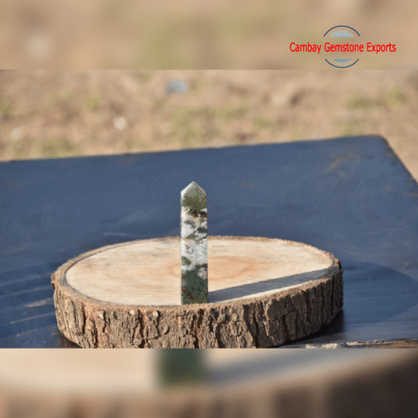 Natural Green Moss Gemstone Tower Power Of Meditation Stone Tower