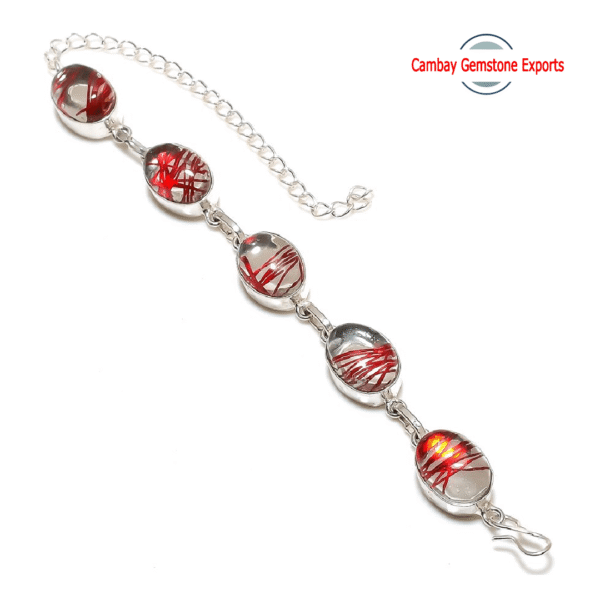 Dazzling Red Rutile Double Gemstone Bracelet Gift For Women