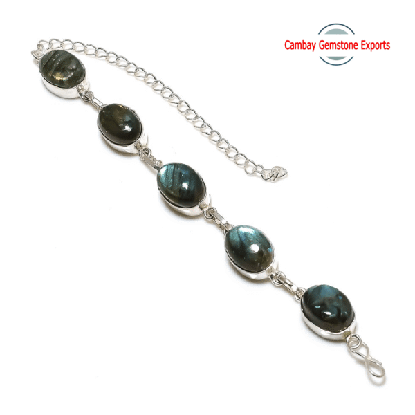 Natural Labradorite Gemstone Bracelet Oval Shape Gemstone Bracelet