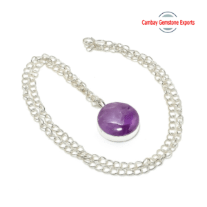 Natural Amethyst Gemstone Pendant Round Shape Gemstone Pendant